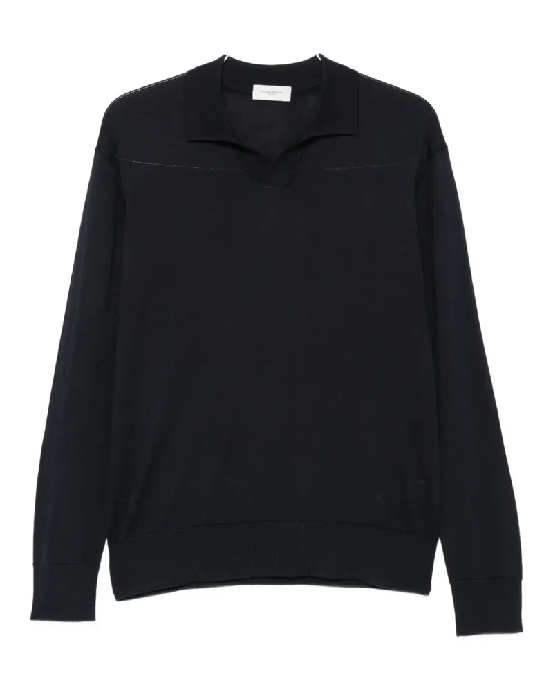 Paolo Pecora Milano Gestricktes Langarmshirt - Blau Blau