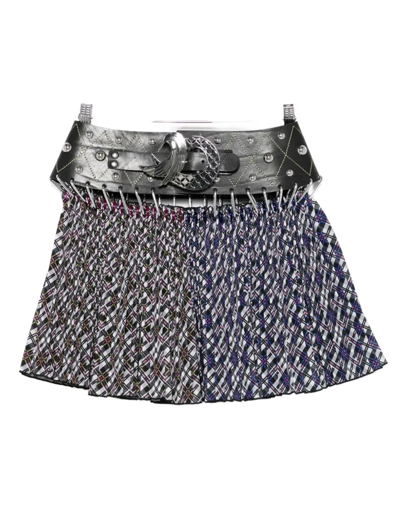 CHOPOVA LOWENA Toro studded belt print mini skirt - Grau Grau