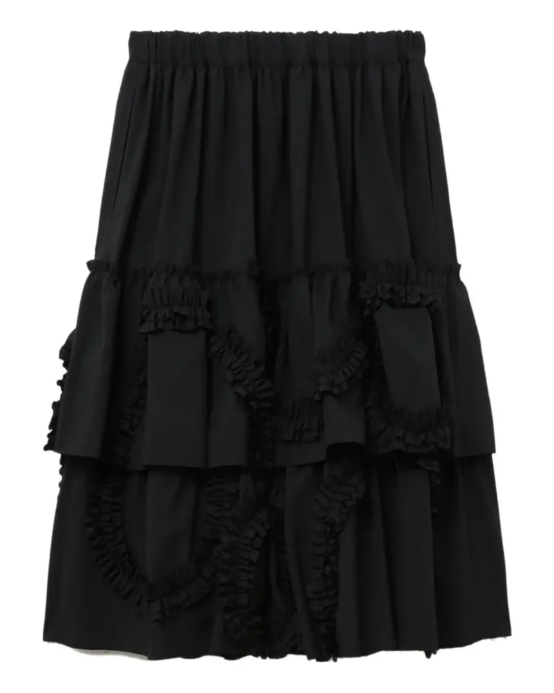 Comme des Garçons ruffled tiered midi skirt - Schwarz Schwarz
