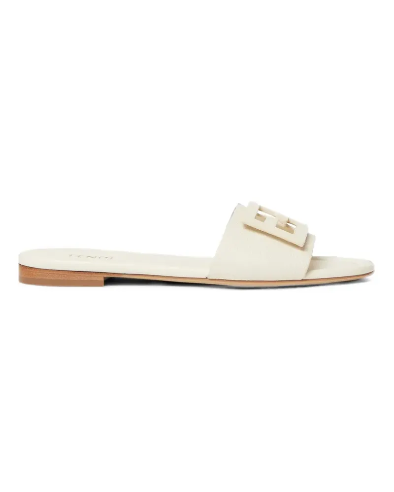 Fendi Baguette parchment-coloured leather slides - Nude Nude