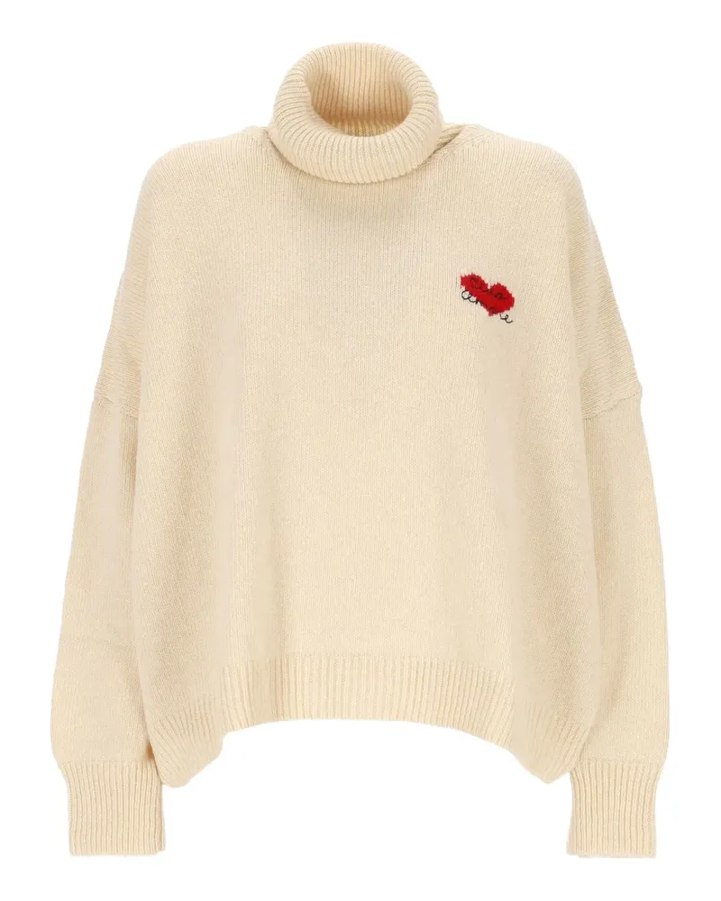 Giada Benincasa heart-embroidered turtleneck sweater - Nude Nude