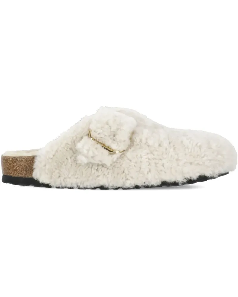 Birkenstock buckled shearling mules - Nude Nude