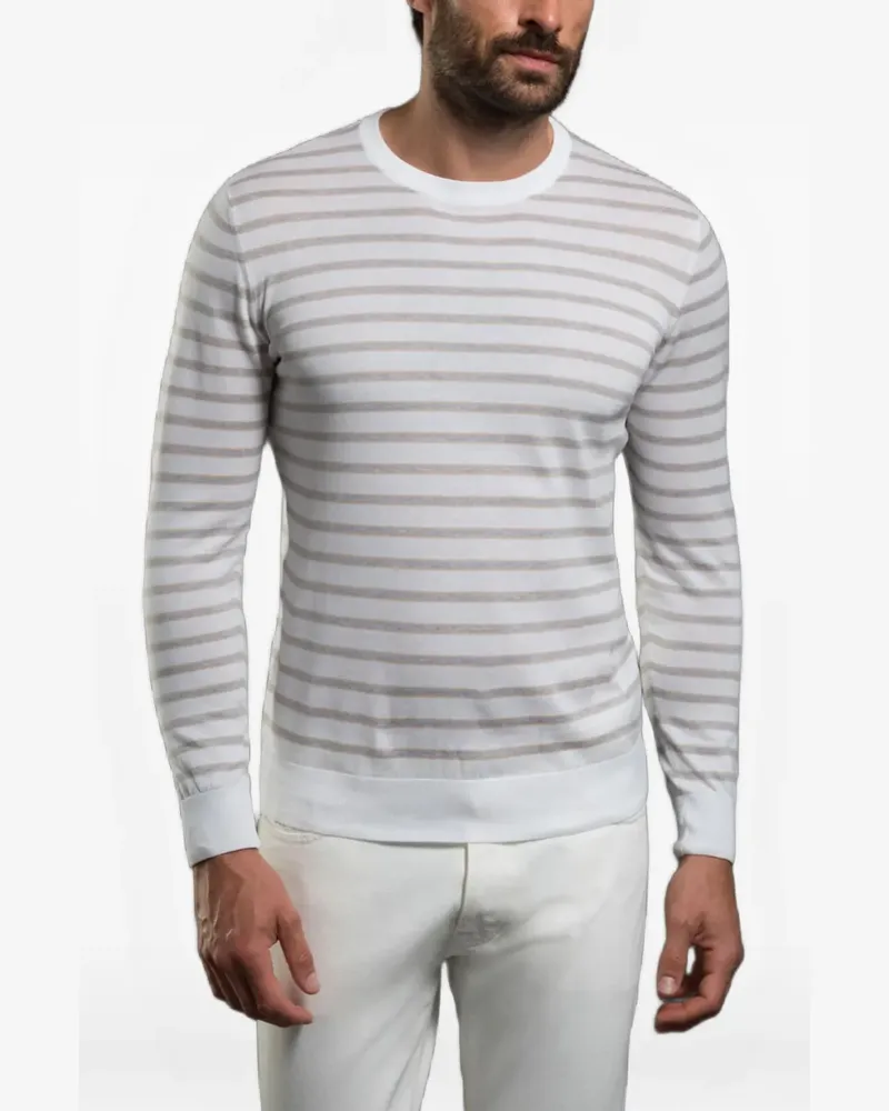MOORER Orvieto striped sweater - Weiß Weiß