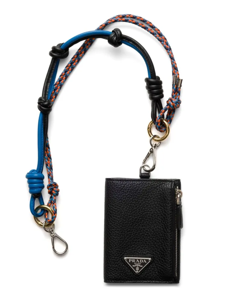 Prada Portemonnaie mit emailliertem Triangel-Logo - Schwarz Schwarz