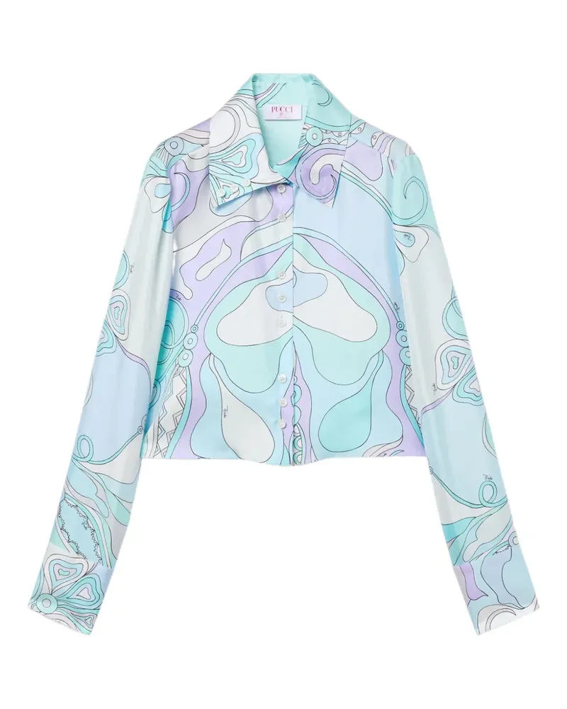 Emilio Pucci orchidee-print silk shirt - Blau Blau