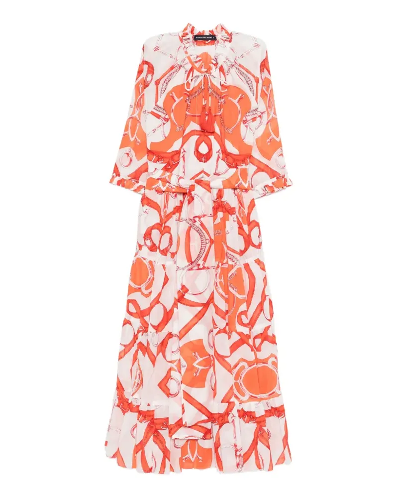 Samantha Sung ruffled printed midi dress - Weiß Weiß