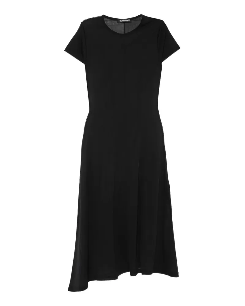 Our Legacy Ragged Midikleid mit kurzen Ärmeln - Schwarz Schwarz