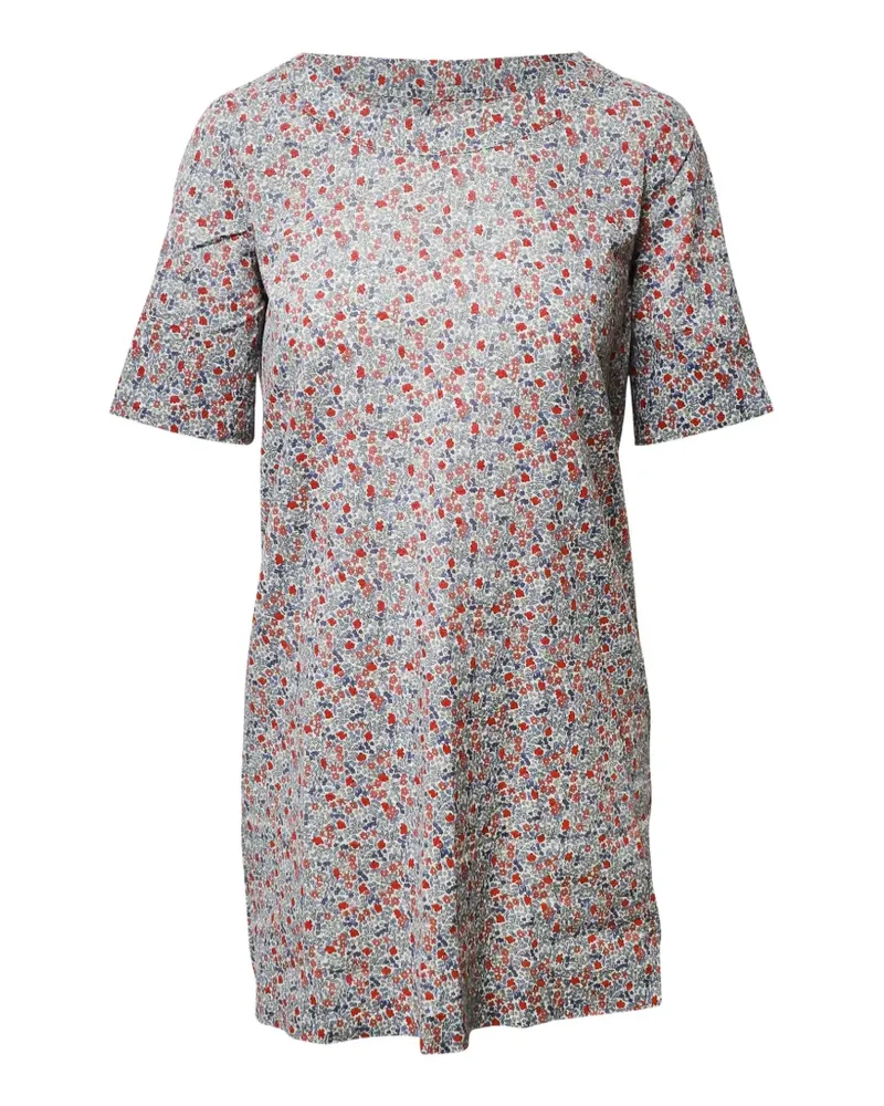 A.P.C. floral-print crew neck dress - Blau Blau