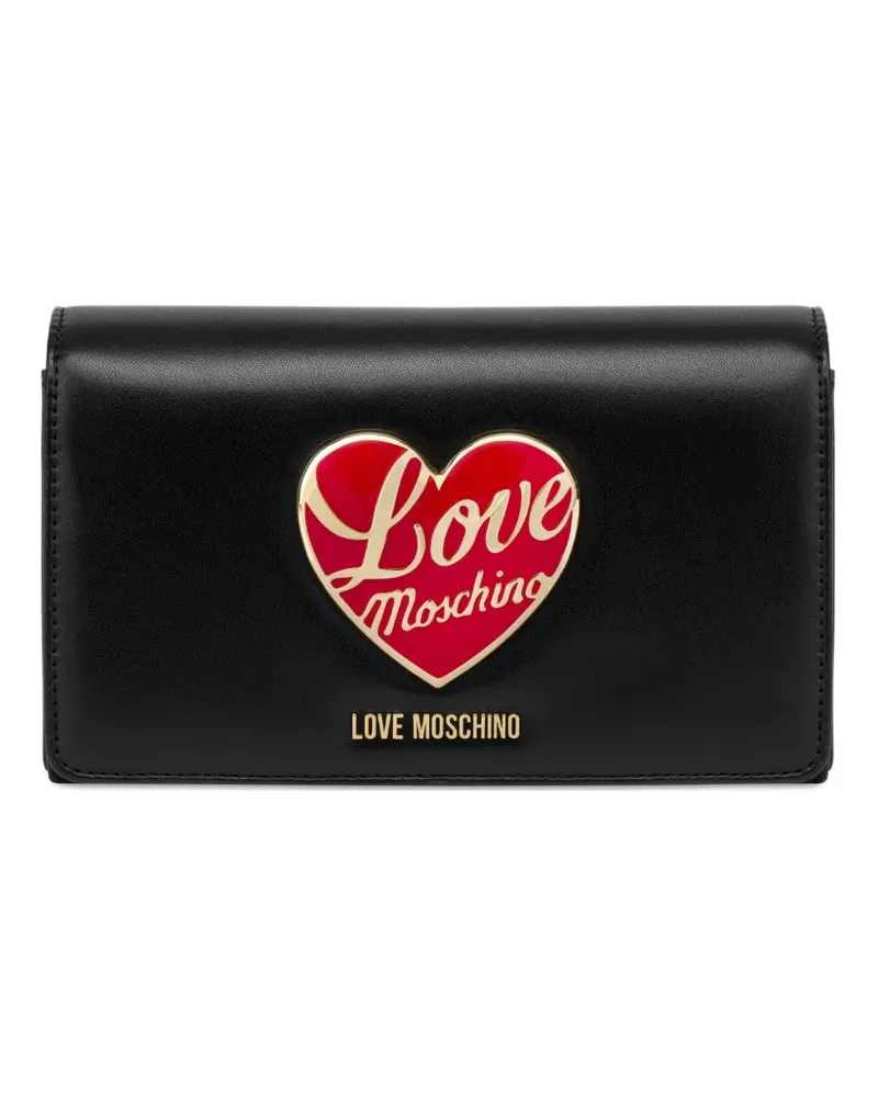 Moschino Clutch mit Herzapplikation - Schwarz Schwarz
