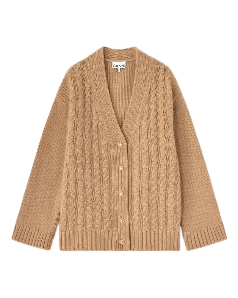 Ganni Cardigan mit Zopfmuster - Nude Nude