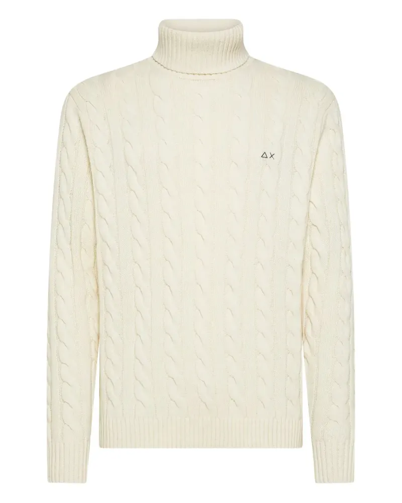 Sun68 Rollkragenpullover mit Zopfmuster - Weiß Weiß