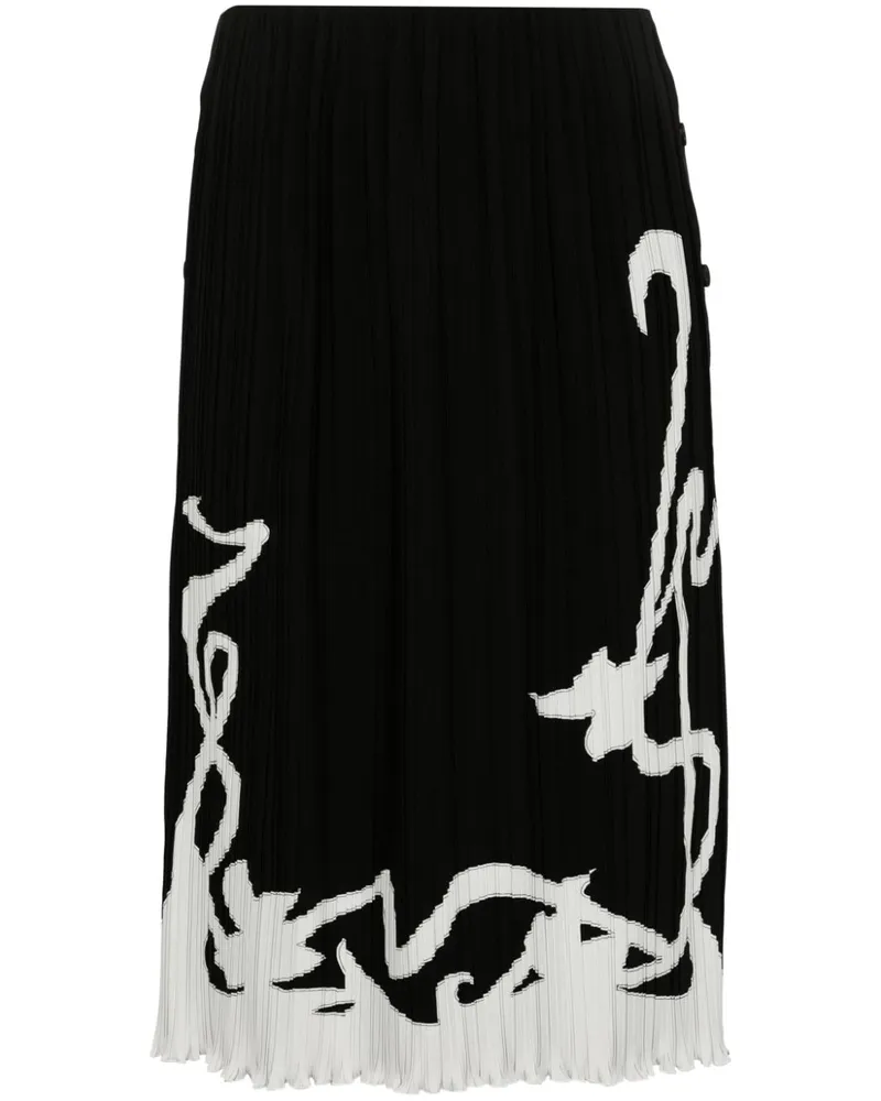 Lanvin Zweifarbiger Faltenrock - Schwarz Schwarz