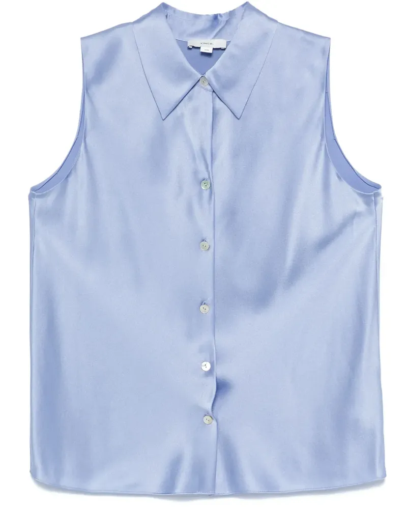 Vince Ärmelloses Seidenhemd - Blau Blau