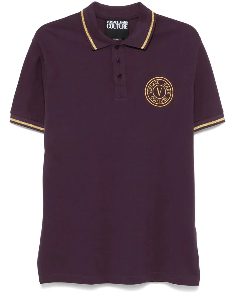 Versace Jeans Poloshirt mit V-Emblem - Violett Violett