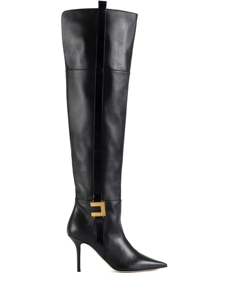 Elisabetta Franchi Stiefel mit Logo-Schild - Schwarz Schwarz