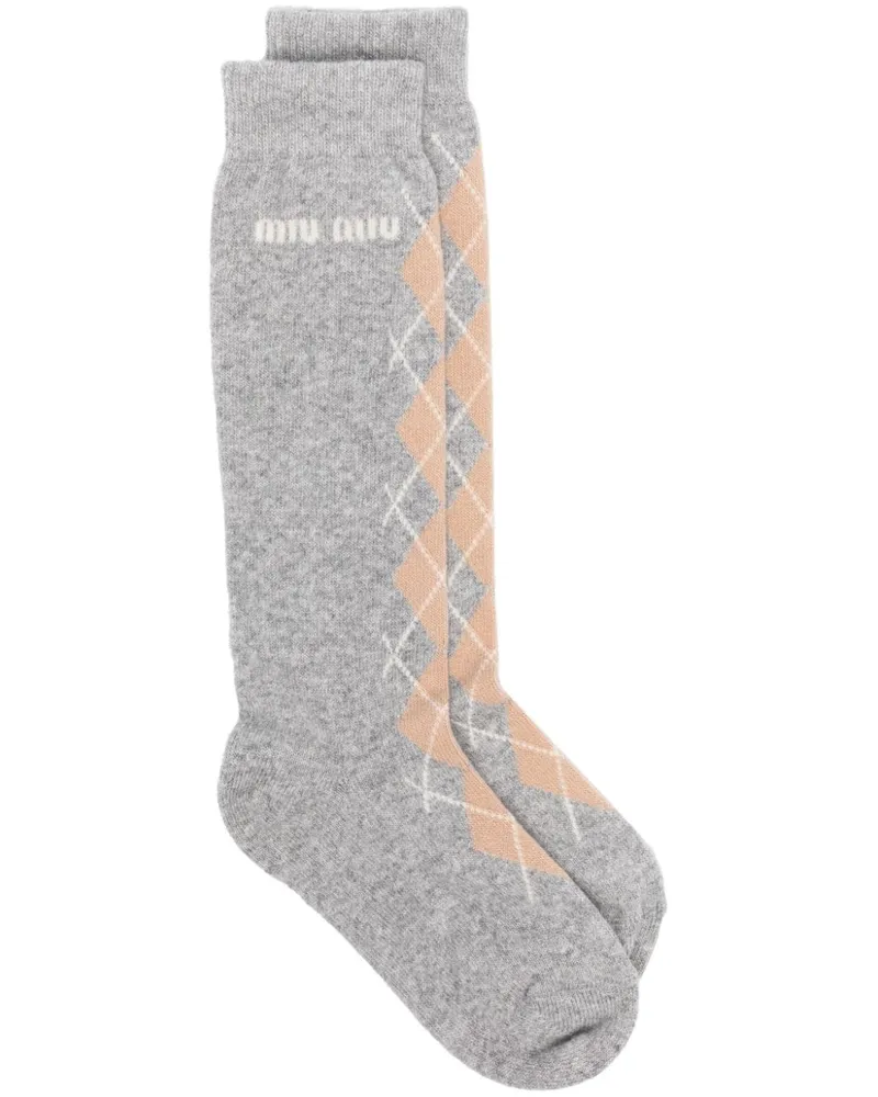 Miu Miu Socken mit Argyle-Intarsie - Grau Grau