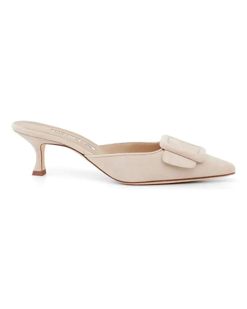 Manolo Blahnik Maysale suede mules - Nude Nude