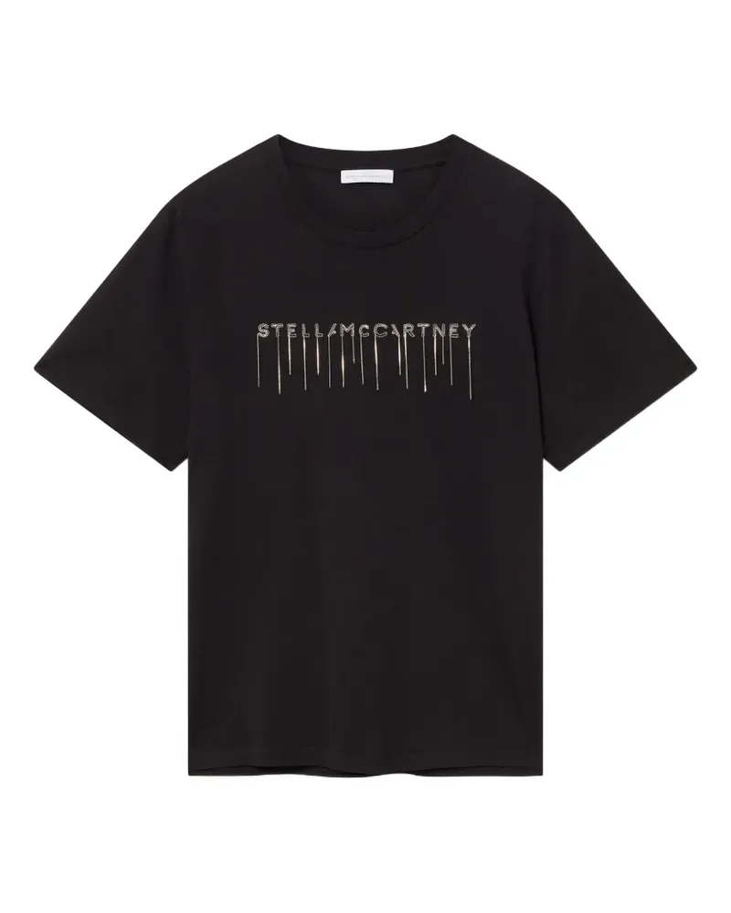 Stella McCartney T-Shirt mit Logo-Stickerei - Schwarz Schwarz