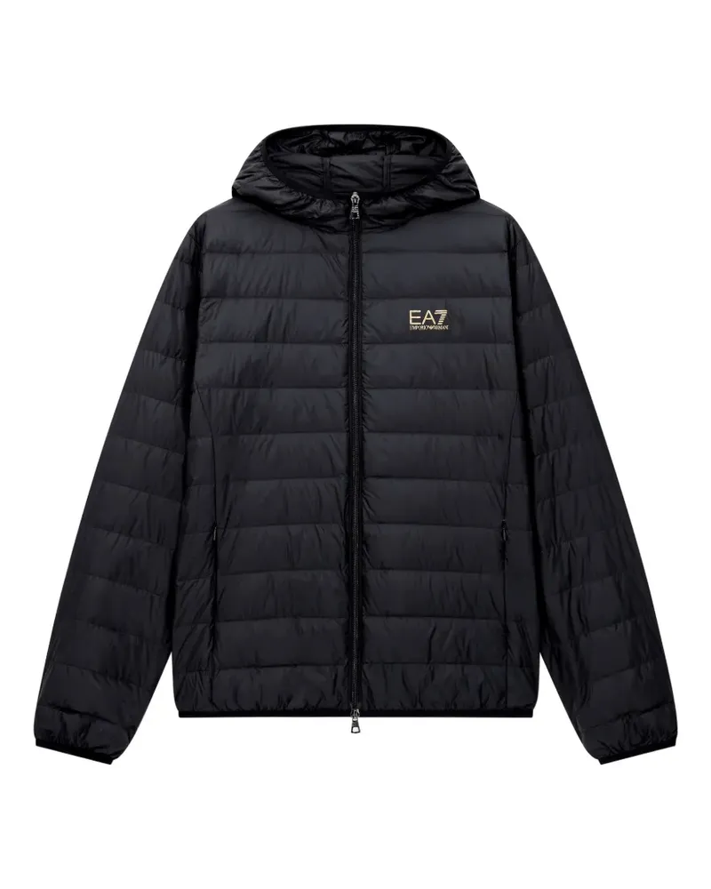 EA7 Gesteppte Kapuzenjacke - Schwarz Schwarz