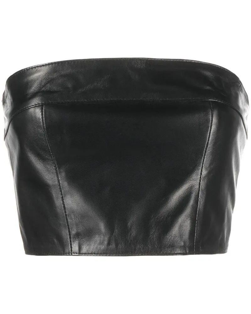 Manokhi Cropped-Top aus Leder - Schwarz Schwarz
