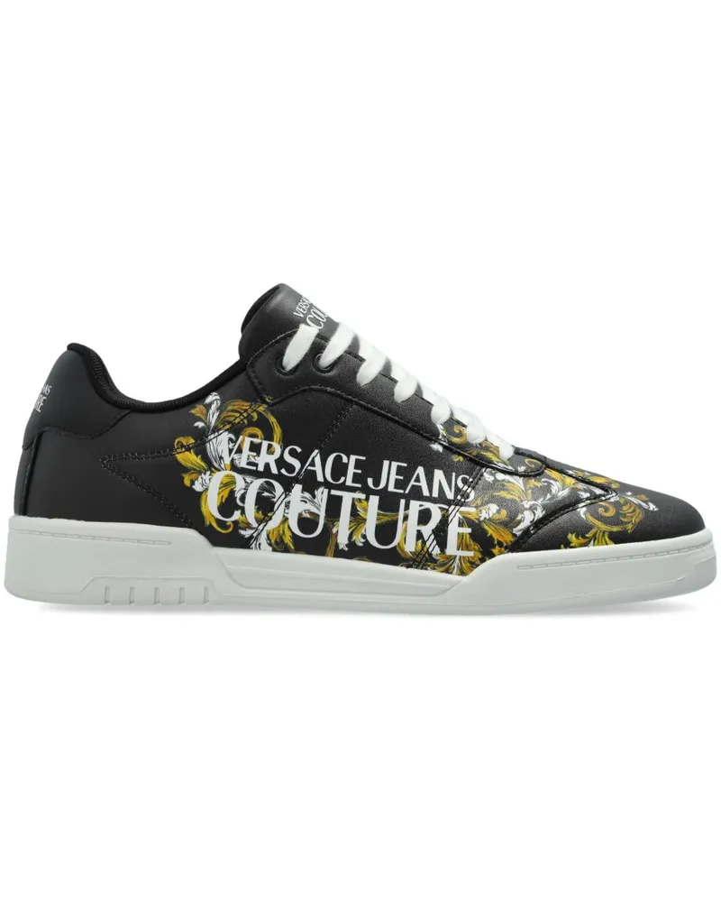 Versace Jeans Sneakers mit Logo-Stickerei - Schwarz Schwarz