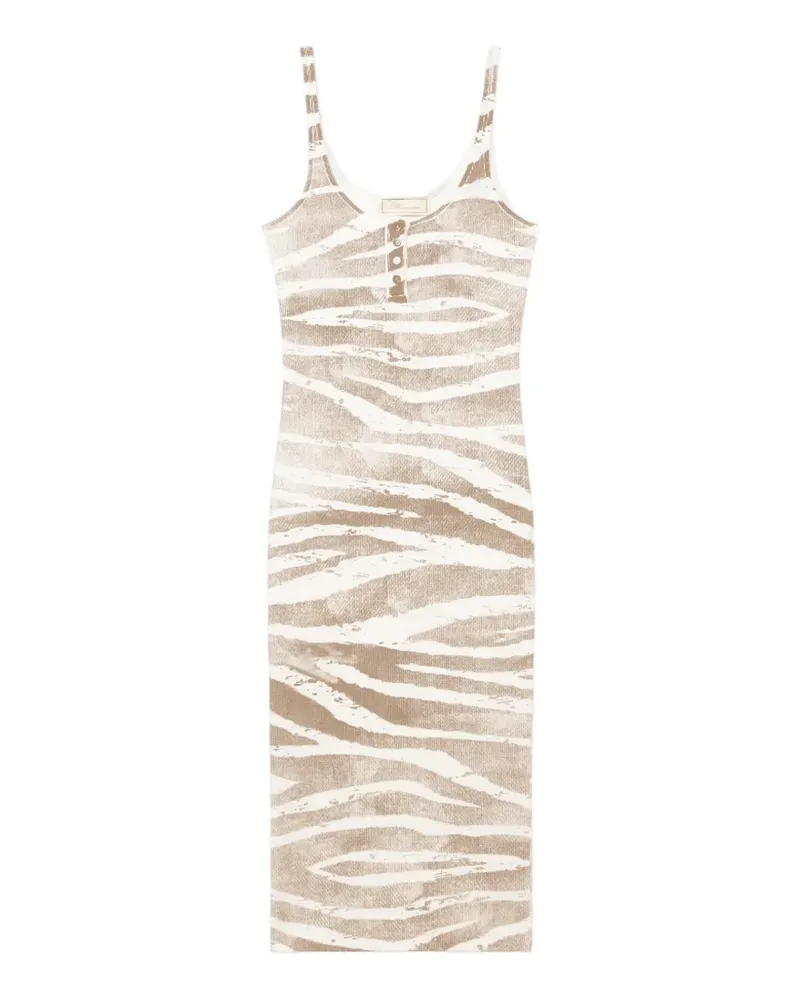Blumarine ribbed zebra-print midi dress - Nude Nude