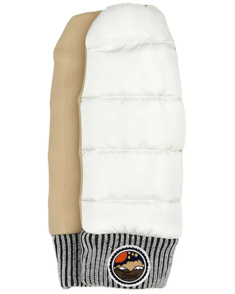 Chloé Handschuhe mit Logo-Patch - Weiß Weiß