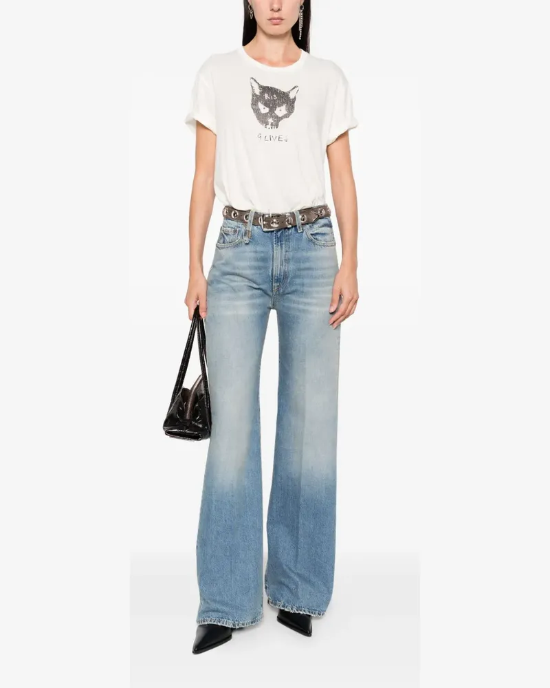 R13 Jeans mit bestickter Tasche - Blau Blau