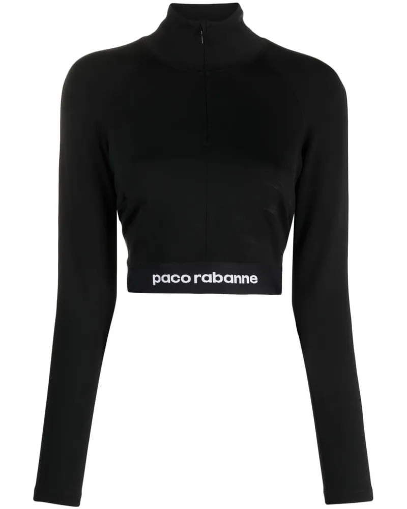 Paco Rabanne Cropped-Top mit Logo-Bund - Schwarz Schwarz
