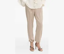 Satinhose mit elastischem Bund - Nude
