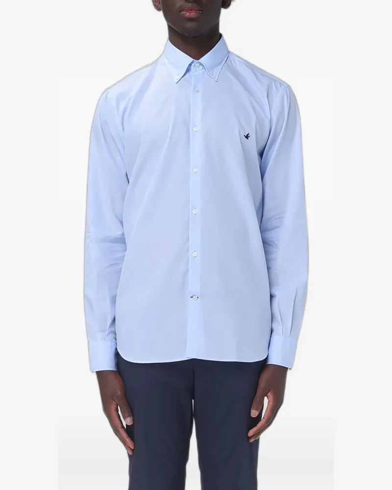 Brooksfield embroidered-logo poplin shirt - Blau Blau