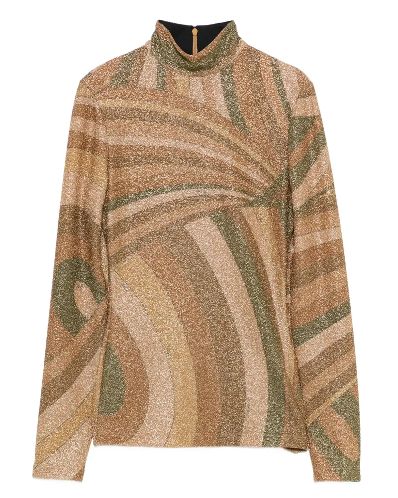 Emilio Pucci Lamé-Jerseyoberteil mit Iride-Print - Braun Braun