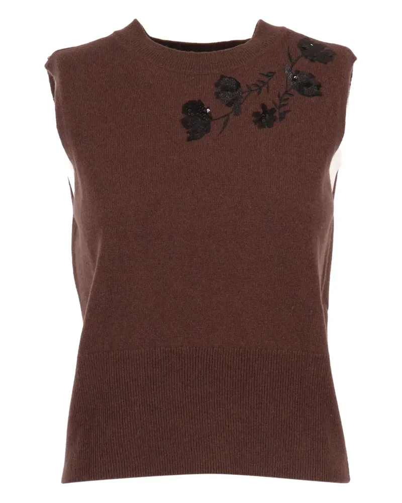 Ermanno Scervino floral-motif sequinned vest - Braun Braun