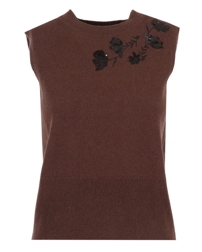 Ermanno Scervino floral-motif sequinned vest - Braun Braun