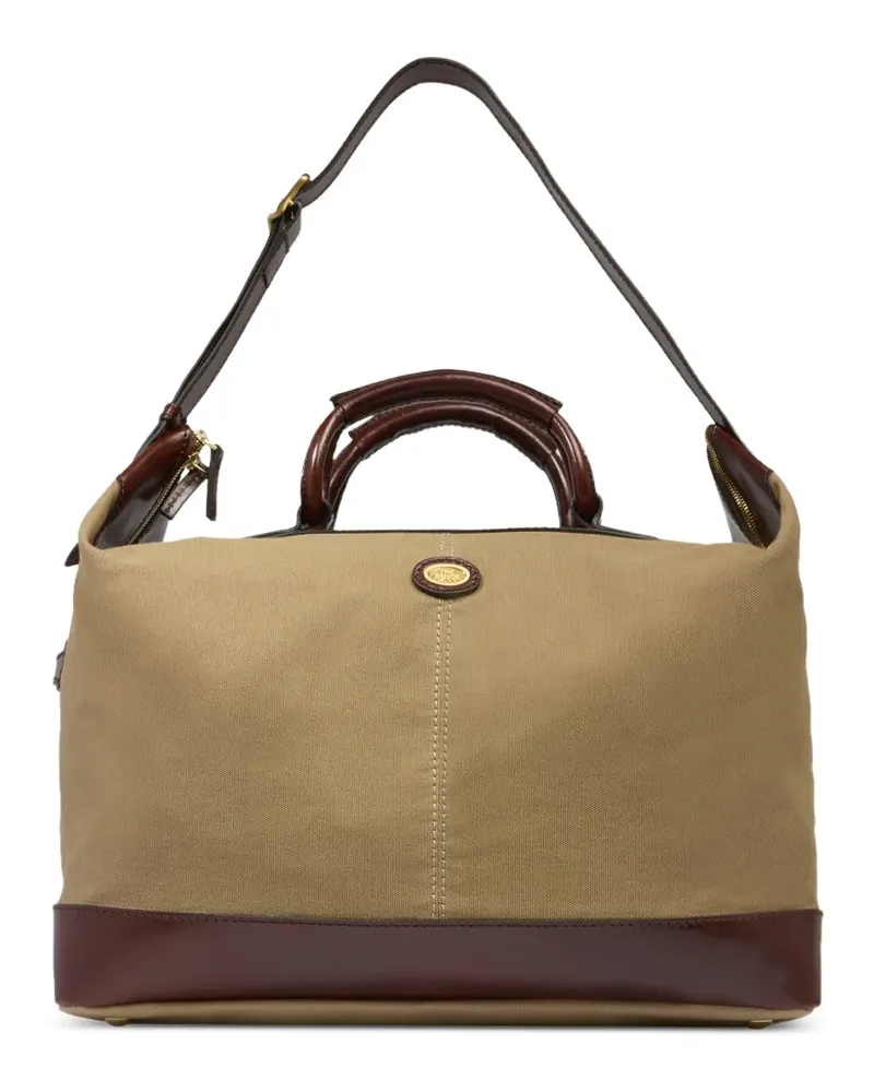 The Bridge Canvas-Reisetasche mit Lederbesatz - Nude Nude