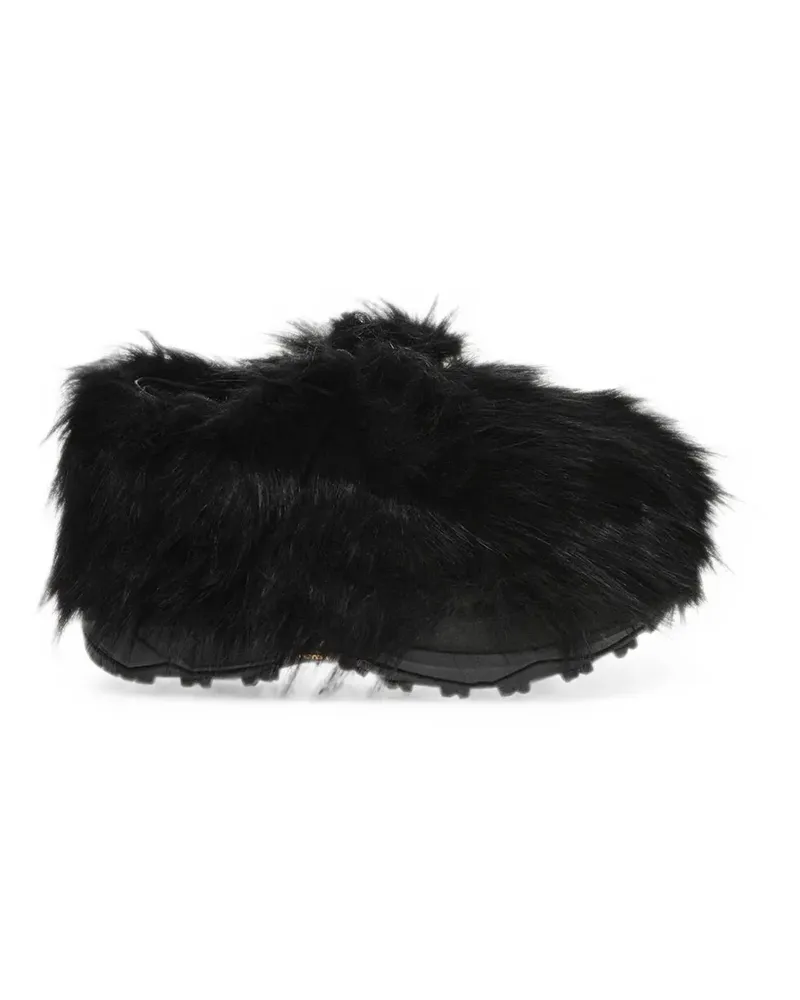 Sacai faux-fur lace-up derby shoes - Schwarz Schwarz