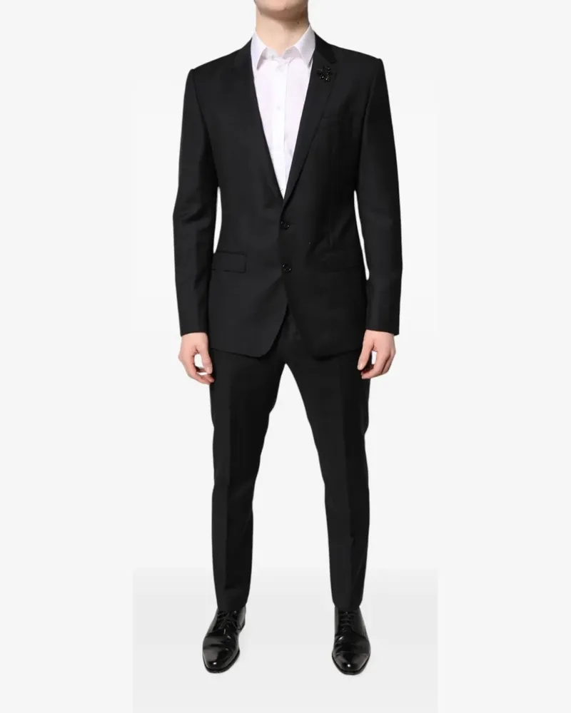 Dolce & Gabbana Einreihiger Anzug mit Perlen - Schwarz Schwarz