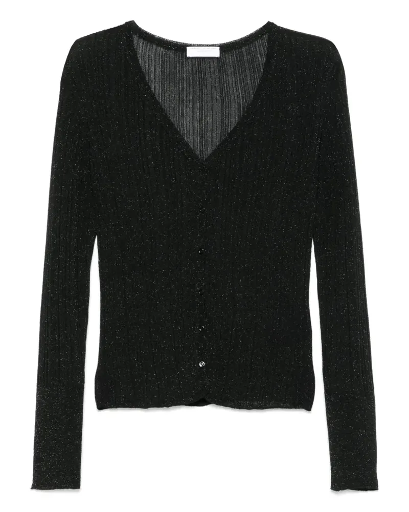 Majestic Gerippter Cardigan - Schwarz Schwarz
