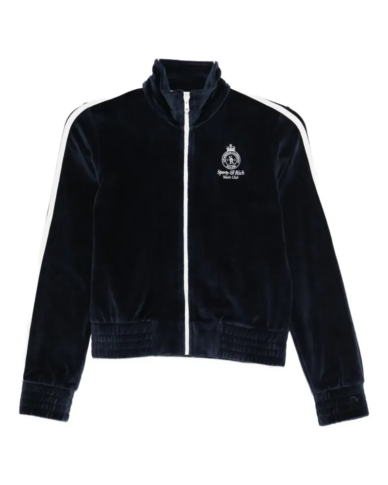 SPORTY & RICH Reißverschluss-Sweatshirt mit Ärmelstreifen - Blau Blau