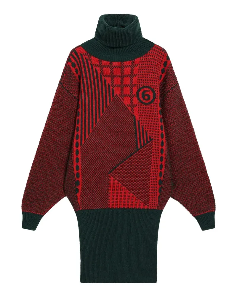Maison Margiela Minikleid mit geometrischem Muster und Rollkragen - Rot Rot