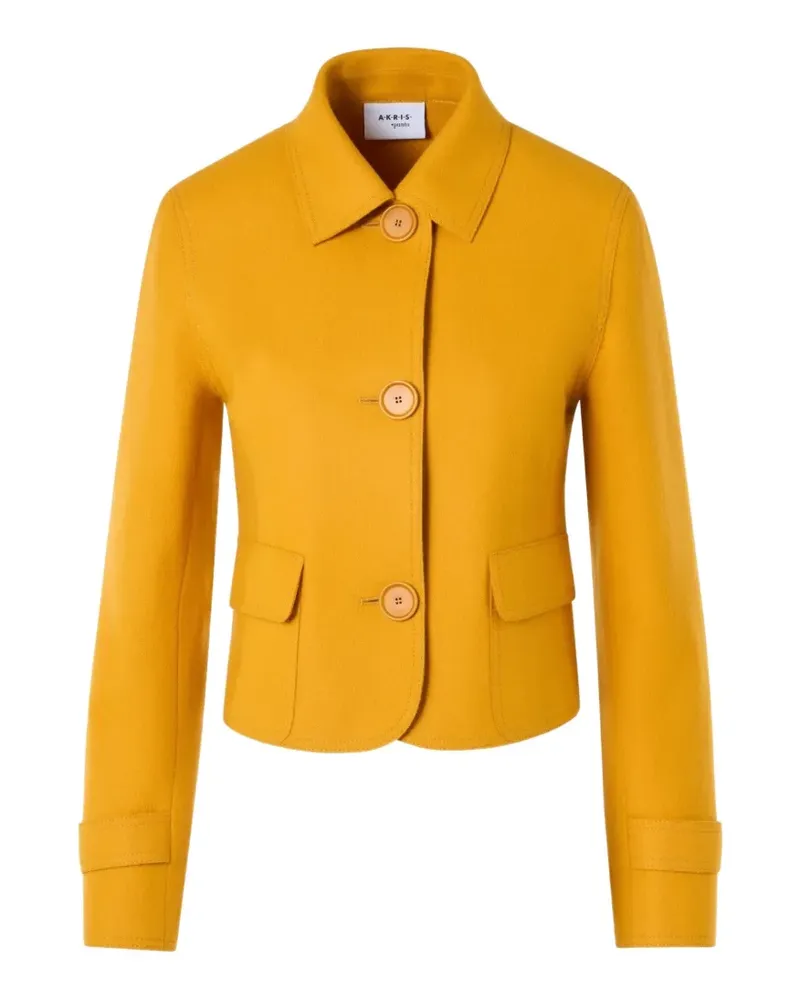 Akris Figurbetonte Jacke mit Knopfleiste und Klappentaschen - Gelb Gelb