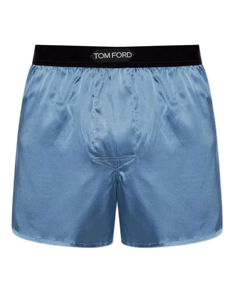 Tom Ford Boxershorts mit Logo-Patch - Blau Blau