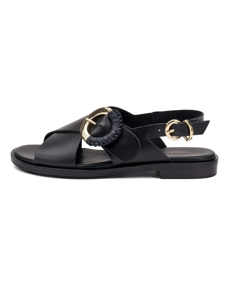 FRAU raffia-weave buckle leather sandals - Schwarz Schwarz