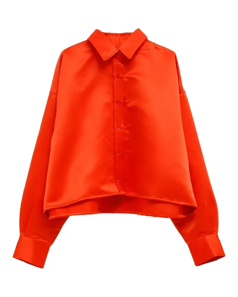 FRANKIE Shop Arlen satin-finish cropped shirt - Orange Orange