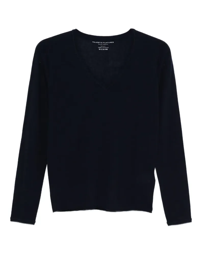Majestic Pullover mit V-Ausschnitt - Blau Blau