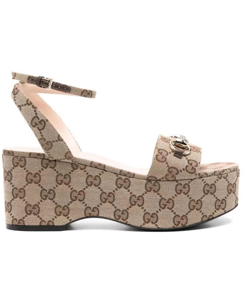 Gucci Horsebit Flatform-Sandalen 75mm - Nude Nude