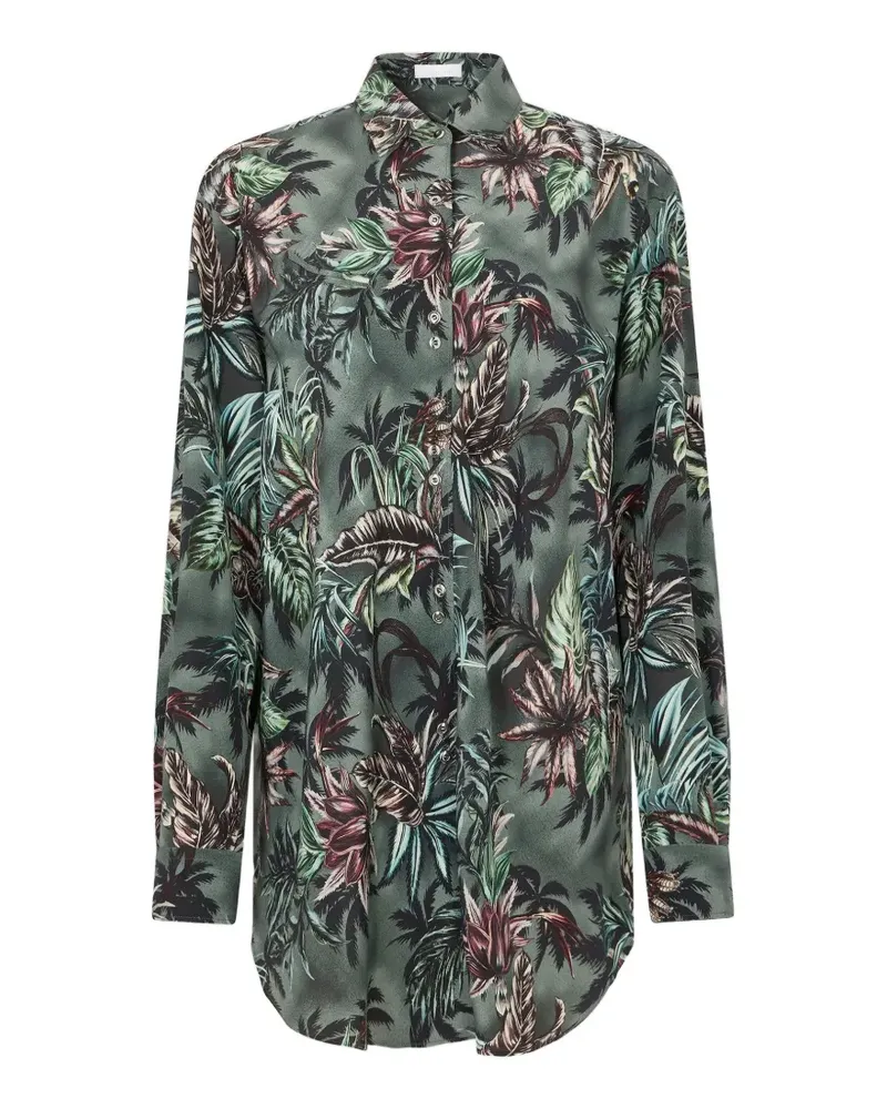 Paco Rabanne Seidenhemd mit Blumen-Print - Grün Grün