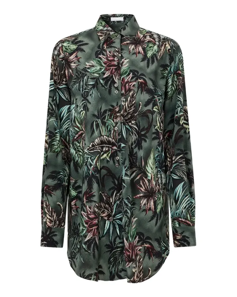 Paco Rabanne Seidenhemd mit Blumen-Print - Grün Grün
