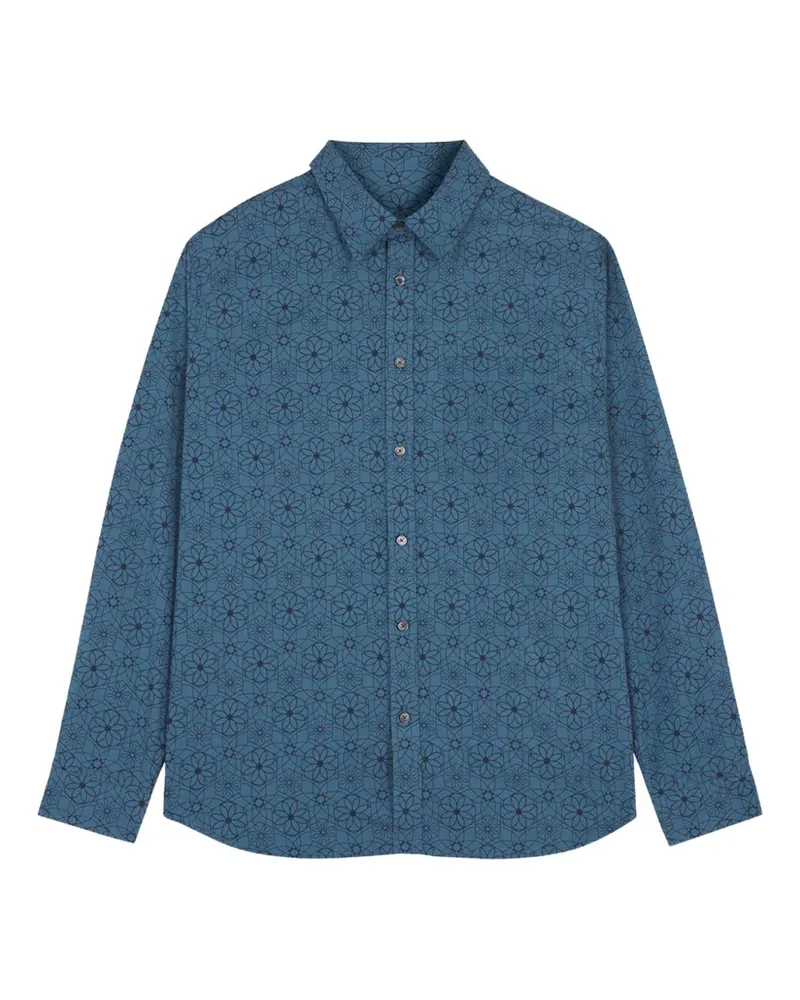 Kitsuné Hemd mit Blumen-Print - Blau Blau