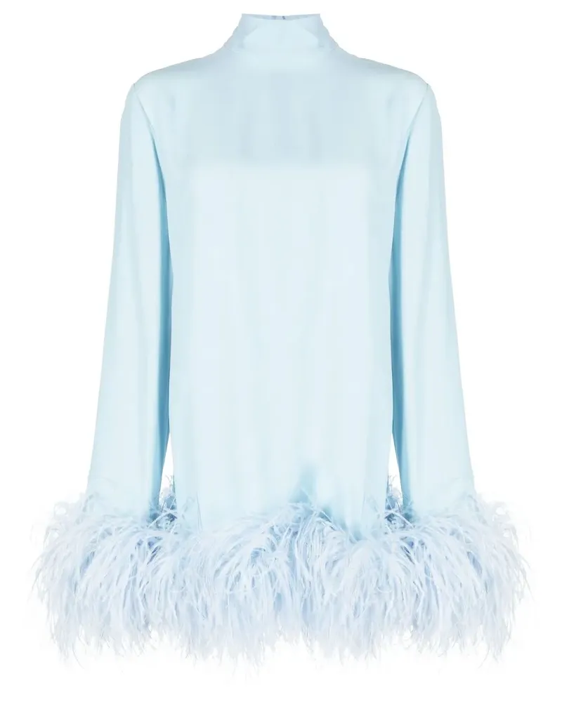 Taller Marmo Kleid mit Federn - Blau Blau